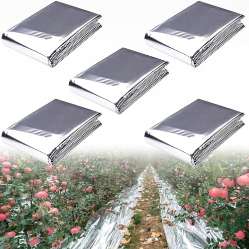 Joycabin 5 Stück Pflanze Reflektierende Film, 210×120cm PETP Folie Hoch Reflektorisch, Garten Gewächshaus Überzüge Folien Reflektierende Mylar Folie für Pflanzen, Erhöht Effektiv das Pflanzenwachstum