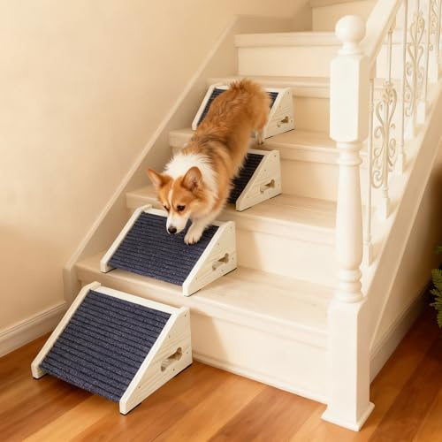 4 Pezzi Scaletta per Cani, Gradini Antiscivolo con Superficie Moquette