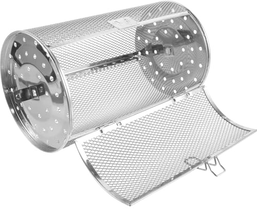 Toyvian Edelstahl Grillkörbchen Für Drehspießöfen Rotierender Ofenkorb Für Grill Röster Und Luftfritteuse 360° Drehbar Zum Garen Von Nüssen Gemüse Und Fleisch