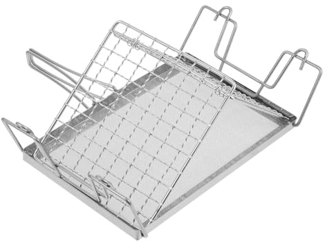Uonlytech Tragbarer Campingtoaster Edelstahl Faltbar mit Abnehmbarem Backnetz Vielseitiger Toasterständer für Outdoor Camping Picknick