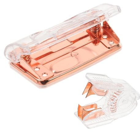HOODANCOS Perforatrice à Deux Trous Transparente Petite 2 Pièces Arrache-agrafes Robuste en Métal Rose Gold pour Bureau Usage Quotidien Fournitures Bureau