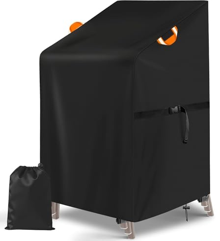 Votoko Copri Sedie Da Esterno 70x70x85/125CM, Copertura Per Sedie Da Giardino In Tessuto Oxford 420D, Impermeabile, Resistente All'Inverno, Per Sedie Impilabili Con Cordoncino, Antivento, Antistrappo