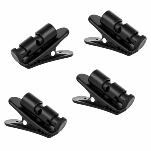 Heting-YQ Pack of 4 Headphones Wire Clip 360° Rotatable Microphone Cable Clamp Black Headset Clamp Earphone Clips for Running Hiking Training Workout