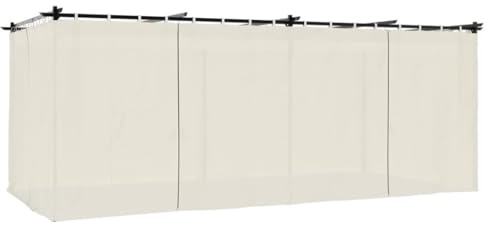 Owoxanthellate Tonnelle avec rideaux - Crème - 6 x 3 m - Armature en aluminium - Anthracite - Pour terrasse, balcon, camping, barbecue