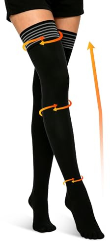 AYBUY Medias de Compresión hombre mujer 23-32 mmHg Clase 2, 1 Pares Graduada con Banda de Silicona, soporte graduado, Favorece la circulación sanguínea, para Deporte Vuelo Trabajo de Pie