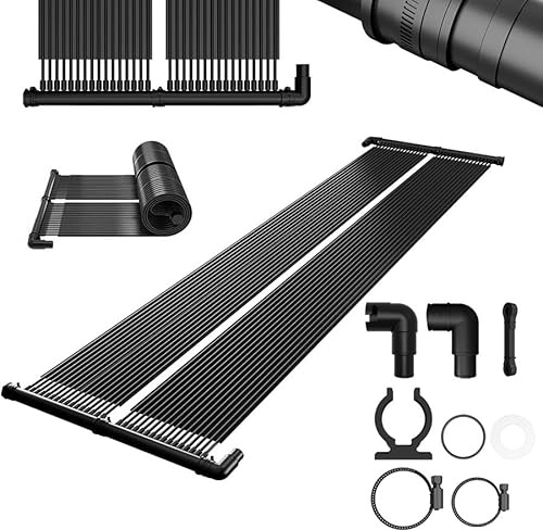 AufuN Solarheizung Solarkollektor Poolheizung 300x70 cm für Schwimmbad & Pool, UV-beständiger Kunststoff, beliebig erweiterbar, Warmwasser-Solarmatte für umweltfreundliches Heizen, inkl. Adapter