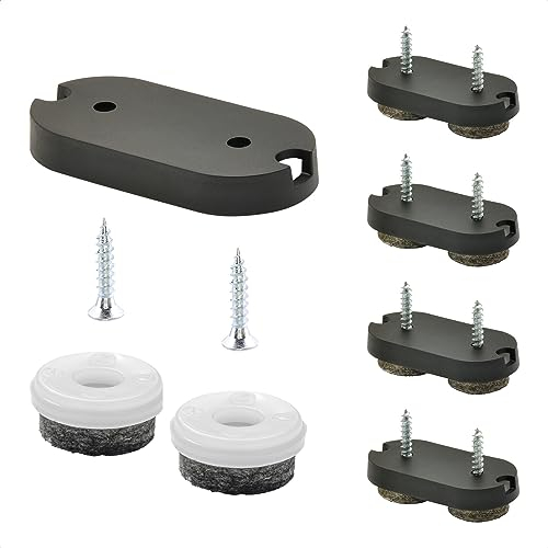 Wagner QuickClick® Stuhlgleiter Filzgleiter 4er-Set zum Anschrauben I 4X Basis + 8X Schraube+Gleiteinsatz austauschbar - Wollfilz Ultrasoft - 42 x 20 mm - Made in DE - 15781100