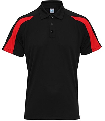 AWDis Cool Contrast Polo Jet Black/Fire Red