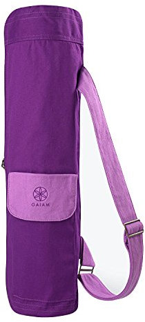 Gaiam Cargo Pocket Yogamatte, Durchgehender Reißverschluss, Sparkling Grape
