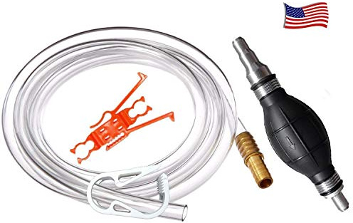 Siphonner Pro - essence universelle , huile, eau - 3,8 litres par minute avec 2,44 mètres de tuyau de 12,7 diamètre. Convient aussi autre tuyau , toute longueur - Laiton Poids et Hose Extender