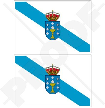 Bandera de Galicia Gallegos España Español 3 (75 mm) vinilo Parachoques Pegatinas, calcomanías x2