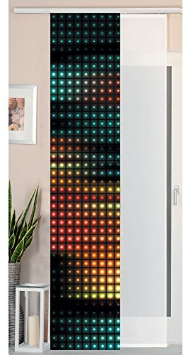 Gardinenbox 2er Set Schiebegardine Flächenvorhang Wildseide Optik und Voile Paneel, 245x45, Square, 80400