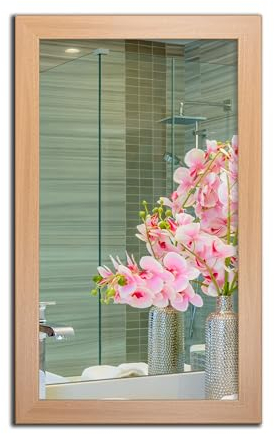 Spiegel MIT Rahmen 32 GRÖßEN 60/40, 40/60cm, 11 Farben Rahmen, Handgefertigte, breiter Fester Rahmen, Stabiler Rückwand, Rahmenleiste: 60x20mm, Rahmen Farbe: Buche