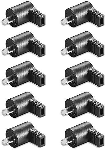 10x DIN Lautsprecherstecker | mit Schraubanschluss | Gewinkelt 90° Schraubbar Knickschutz 2,2 mm | Boxen Audio Adapter Kabelanschluss Lautsprecher Stecker | Schwarz | 10 Stück