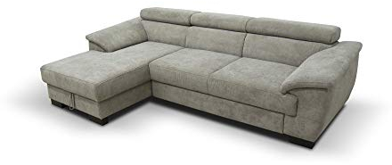 DOMO. collection Ecksofa David mit Schlaffunktion und Bettkasten/L-Form/Größe: 272 cm x 166 cm x 78 cm (BxTxH) / Stoff: robuster Webstoff in beige-braun/Schlafsofa mit Staufach und Rückenfunktion