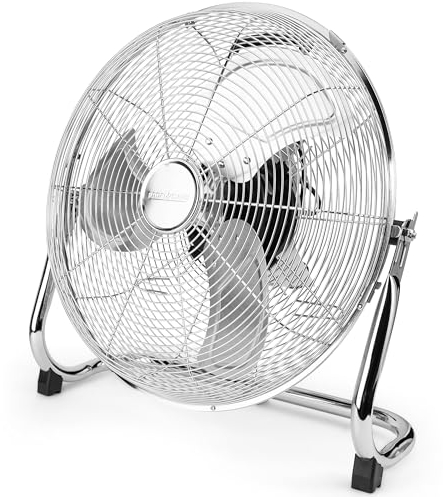 ProfiCare® XL Windmaschine mit 45 cm Ø | Ventilator verstellbarer Winkel | Bodenventilator 3 Stufen | Ventilator leise aus Metall | Luftkühler | Standlüfter | Raumkühler | PC-VL 3066 WM chrom
