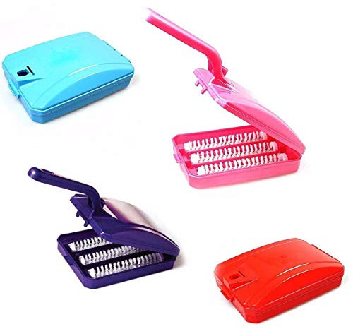 Homespired® Handheld Carpet Cleaner Brush Double Crumb Roller Sweeper - Dirt, Dust Collector Brush (Assorted Colours)