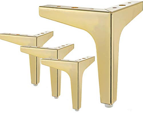 La Vane 6 inch / 15cm Furniture Legs, Set of 4 Modern Metal Diamond Triangle Furniture Feet DIY Replacement Gold for Cabinet Cupboard Sofa Couch Chair Ottoman