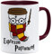 OM3® Espresso Patronum Taza de café con hechizo | Taza de cerámica | 325 ml | Impresión por ambos lados | Burdeos