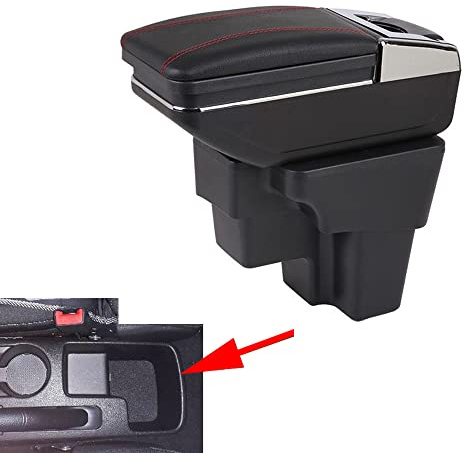 SZSS-CAR - Reposabrazos de coche con caja de almacenamiento compatible con KIA Rio/Stonic 2018 2019 2020 2021, reposabrazos central de cuero para auto con portavasos y cenicero