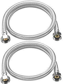 CLICLED Tubi flessibili per acqua calda e fredda, Argento, 50 cm, Coppia, 1/2x1/2, 258g