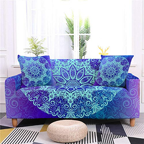 LNXSESN Sofabezug Türkis Lila Druck Sofahusse Stretch Elasthan Couch überzug Abnehmbare Waschbar Sofa überzug Anti Rutsch Couchbezug Moderne Couchbezug Universal Sofaüberwurf 1 Sitzer 3 Sitzer