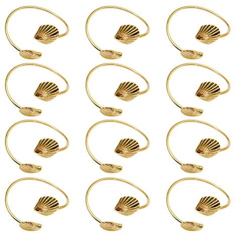 YARNOW Serviettenringe Muschel Desgin Serviettenhalter Rustikalen Kunstblumen Serviette Schnallen für Hochzeit Geburtstag Strand Thema Party Abendessen Esstisch Dekoration 12 Stück