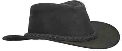 WALKER AND HAWKES - Outdoor-Hut aus Rindsleder - Vintage-Optik - Schwarz - M (58 cm)