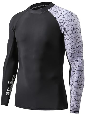HUGE SPORTS Men's Rash Vest Long Sleeve Rash Guard UPF 50+Sleeve | UV Protection 4-Way Stretch Quick Dry Breathable Compression Fit Chlorine-Resistant
