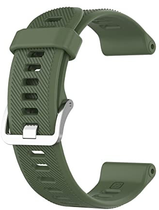 Tyogeephy Cinturino per Garmin Forerunner 935/945/745, Fenix 5/5 Plus/6/6 Pro, Approach S60, Morbido Silicone 22mm Verde Scuro, Unisex, Standard, Chiusura Innovativa Pin-and-Tuck