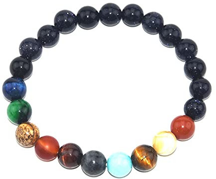URFEDA Sonnensystem Armband Universum Galaxie Armband Planet Armband Naturstein Perlen Armband Einstellbar elastisches acht Planeten-Armband Paar Armband Schmuck für Herren Damen Jungen Mädchen