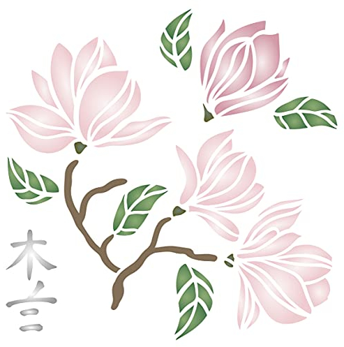 Magnolien-Schablone, 16,5 x 16,5 cm (S) – klassische Blumen-Schablonen für Malvorlage