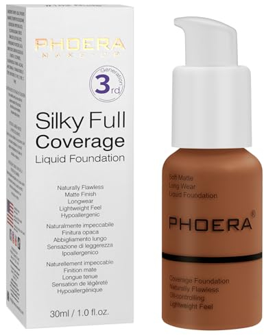 PHOERA Foundation,PHOERA Grundierung Makeup Concealer Full Coverage, Anti Aging Hydrating Serum with matte Natural lightweight Finish (110-Truffle)