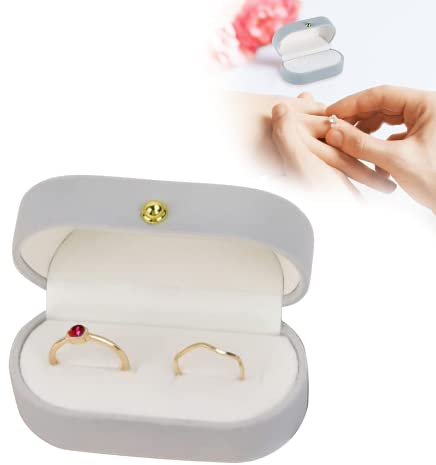 Samt Ring-Box Schachtel, 70 x 35x 32 mm Ringschachtel für Ohrringe, Schmuck-Etui für Ring, Ringschatulle aus Samt für Heiratsantrag, Verlobung(Grau)