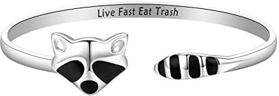 Zuo Bao Lustiges Waschbär-Geschenk, Live Fast Eat Trash Armband, Waschbär-Liebhaber, Schmuck für Tierschutz, S, Kupfer, kein Edelstein, S, Kupfer, Kein Edelstein