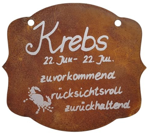 Generisch Deko Figur Edelrost Rost Metall Wand Schild Sternzeichen Tafel Gartendeko Krebs