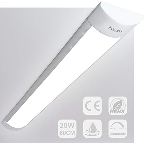 Dimmbare LED-Lichtleiste 120CM, 20W LED-Röhrenleuchte Werkstatt-Keller-Lampe, ON/Off dimmbar (6500k-3000k-4000k) Garagenbeleuchtung LED-Lichtleiste für Küche, Keller, Büro, Hauswirtschaftsraum