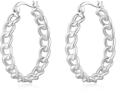 Philip Jones Silver Plated Link Hoop Earrings