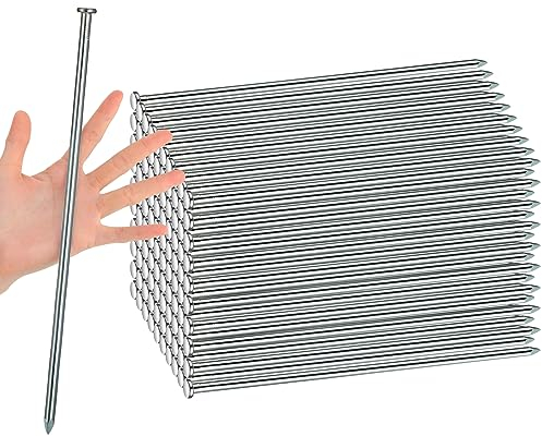 Hicarer 30,5 cm robuste Heringe aus verzinktem Metall, Landschaftsspieße, Einfassung, Verankerungsspikes für Kunstrasen, Pflastersteinkanten, Unkrautbarriere, Holz, Zimmerei, Zelt, Camping (100 Stück)