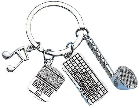 scicent Keyrings Music Keychain Gift Where Words Fail Music Speaks Microphone Jewelry Inspirational Gift Music Key Ring Microphone Voice Charm Keychain, 06