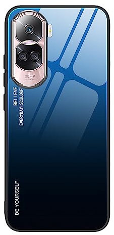 ILING Funda para Honor 90 Lite 5G, Estuche Elegante de Vidrio con Degradado Color Anti-rasguños, Carcasa de Ultrafina Anti-Choques (Azul Elegante)
