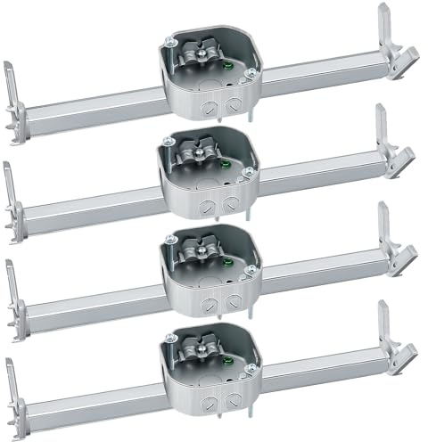 Therwen 4 Pcs Adjustable Fan Electrical Box Brace 14.2 inch | Long Silver Ceiling Fan Mounting Bracket for Fans and Light Fixtures