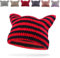 GLGHMH Beanie-Mütze für Damen, Winter, warm, elastisch, Katzenohrenkappe, trendige Strickmütze für Erwachsene und Kinder, schwarz / rot, 58