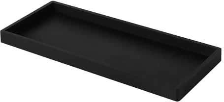 Bandeja de Tocador de Baño, Silicona Bandeja de Mostrador de Baño Bandeja de Tocador de Baño Engrosada Bandeja de Baño Bandeja Decorativa para Encimera de Baño Aparador (Negro)