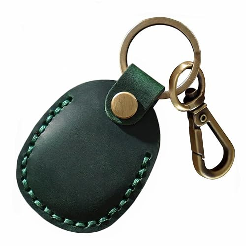 Airtag Schlüsselanhänger Echt-Leder, Anhänger aus Echtem Leder, Hülle - kompatibel mit Apple Airtag - Stilvoller Schutz (Green)