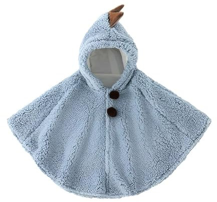 Lifup Cape à Capuche pour Enfant, Poncho Châle en Plein Air Chaud pour l'hiver,Veste à Capuche, Doux Chaud en Coton Veste de Hiver Épais Bleu Taille unique