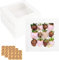 30 Pack White Bakery Boxes 8x8x2.5 Inches with Window, 8 inch Donuts Pie Boxes, Strawberries Boxes Packaging, Cookie Treat Boxes, Cake Boxes,Pastry Boxes with Stickers for Desserts Party Favor