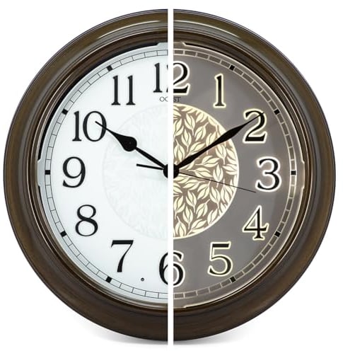 OCEST Große Außen- und Innenuhr, wasserdichte Wanduhr mit Thermometer, wetterbeständig, Nicht tickend, batteriebetrieben, dekorative Uhr für Terrasse, Pool, Lanai, Badezimmer (40 cm)