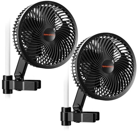 SPIDER FARMER Grow Tent Fan 6 with 10 Dynamic Wind Speeds and 10-Level Oscillation, EC Motor, Weatherproof IP-44, Auto Oscillating Clip Fan, Powerful Airflow but Quiet 2PCS