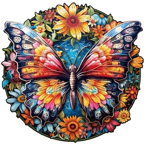 Jigfoxy Holzpuzzle Erwachsene, Schmetterlinge Wooden Puzzle Holz Puzzle Erwachsen Und Kinder, Einzigartiges Lernspielzeug in Tierform für Freunde der Familie L-34 * 33.3cm-300pcs